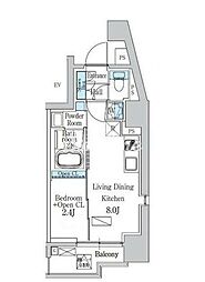 デュオフラッツ品川戸越 4階1LDKの間取り