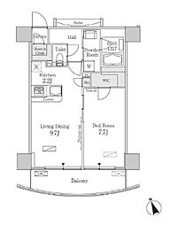パークフラッツ芝浦 5階1LDKの間取り