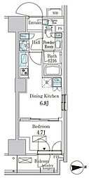 パークアクシス品川天王洲アイル 1DKの間取図画像