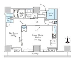 ベルファース芝浦タワー 26階1LDKの間取り