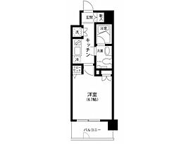 プライムアーバン田町 2階1Kの間取り