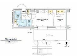 プラウドフラット品川大井町 5階1LDKの間取り