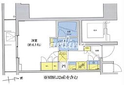 アジールコート北品川 3階1Kの間取り