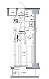 プレミアムキューブＧ西大井 8階1Kの間取り