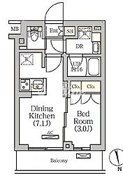 アークマーク南品川（ARKMARK南品川） 1階1DKの間取り