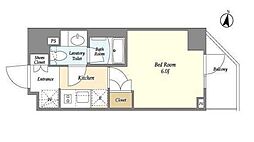 オーキッドレジデンス戸越公園 4階1Kの間取り