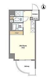 プレミアステージ芝公園II 6階ワンルームの間取り