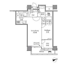 レジディアタワー目黒不動前 1SLDKの間取図画像