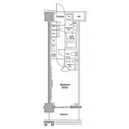 ヴェール・クレール大崎 8階1Kの間取り