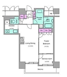 レジディアタワー目黒不動前 1SLDKの間取図画像