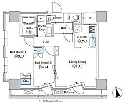 ベルファース芝浦タワー 2LDKの間取図画像