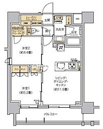 リビオメゾン芝浦 2LDKの間取図画像