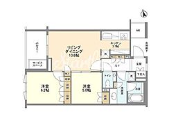 ザ・パークハウス広尾羽澤 2LDKの間取図画像