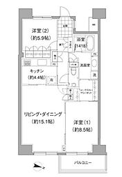 アビティ目黒 2LDKの間取図画像