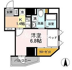GRANSITE白金高輪 1Kの間取図画像