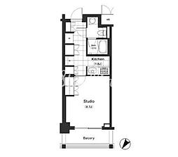パークキューブ目黒タワー 1Kの間取図画像