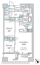 レガシス中目黒 2LDKの間取図画像