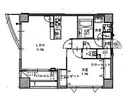 PARKFLATS芝浦 1LDKの間取図画像