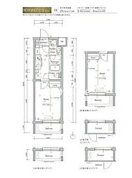 スカイコートルアナ御殿山 1Kの間取図画像