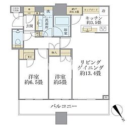 ブリリアタワーズ目黒サウスレジデンス 2LDKの間取図画像