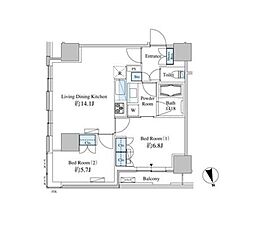 ベルファース芝浦タワー 2LDKの間取図画像