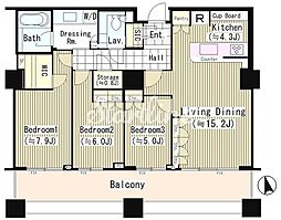 パークコート麻布十番ザ・タワー 3LDKの間取図画像