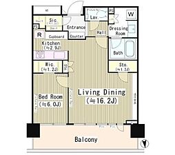パークホームズ南麻布ザレジデンス 1LDKの間取図画像