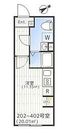 ザパークエクシア大崎 ワンルームの間取図画像