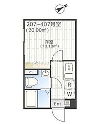 ザパークエクシア大崎 1Kの間取図画像