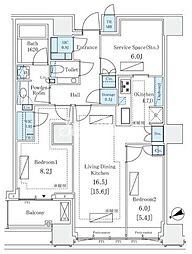 三田ガーデンヒルズウエストヒル 2LDKの間取図画像