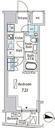 バウスフラッツ品川キャナルサイド 1Kの間取図画像