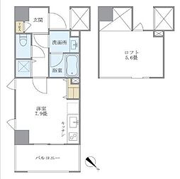 八ッ山三和ハウス ワンルームの間取図画像