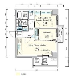 デュオフラッツ東品川 -OTO- 1SLDKの間取図画像