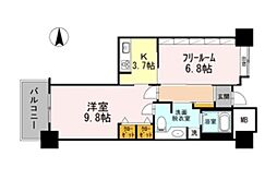 品川シーサイドビュータワー1 2Kの間取図画像