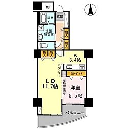 品川シーサイドビュータワー2 1LDKの間取図画像