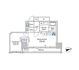 ベルファース芝浦タワー 1DKの間取図画像