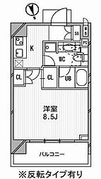 Aden麻布十番 1Kの間取図画像