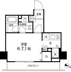 麻布十番レジデンス ワンルームの間取図画像