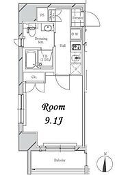 フトゥールス南麻布 1Kの間取図画像