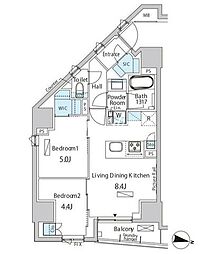 バウスフラッツ品川キャナルサイド 2LDKの間取図画像