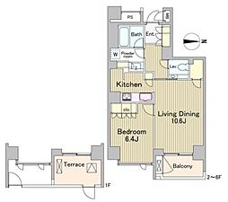 LAFONTE麻布十番 1LDKの間取図画像