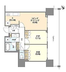 ブランズタワー芝浦 2LDKの間取図画像