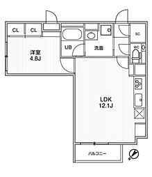 ReveResiderce目黒 1LDKの間取図画像