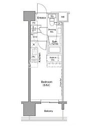 ザ・パークハビオ目黒 ワンルームの間取図画像