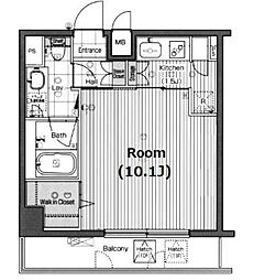 グランド・ガーラ三田 1Kの間取図画像