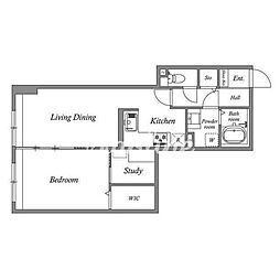 オーパスホームズ白山 10階1LDKの間取り