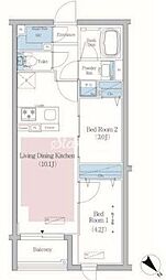 アーバネックス文京小石川 2階2DKの間取り