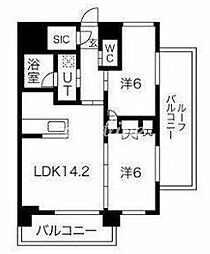 ビーロット千駄木レジデンス 5階2LDKの間取り