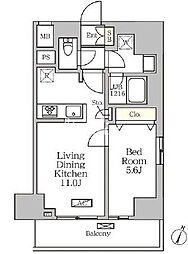 コートレジデンス南大塚 12階1LDKの間取り