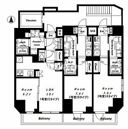 アニモクダン(animo Kudan) 8階1Kの間取り